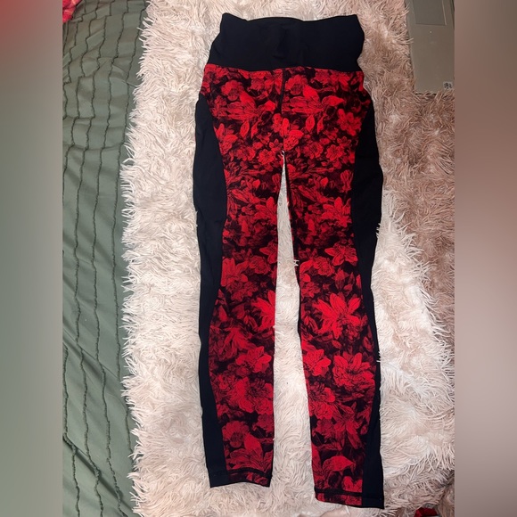 lululemon athletica Pants - Lululemon high rise Swift speed leggings size 4 ~black and red~